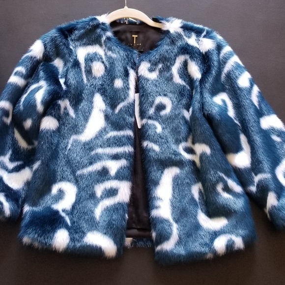 🍒NWT🍒 TED BAKER MARBLE FAUX FUR JACKET - Picture 10 of 10
